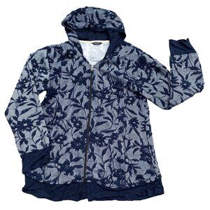 Yak & Yeti Floral Zip Hoodie Sweatshirt 3D Lagenlook Resort Dark Cottagecore-XL